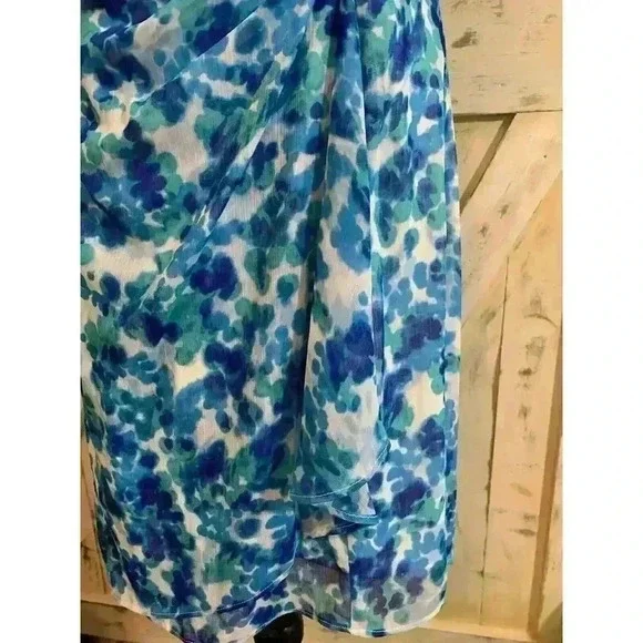 DKNY Women’s Printed Floral Chiffon Boat Neck Sheath Wrap Dress Size 10 - Picture 3 of 14